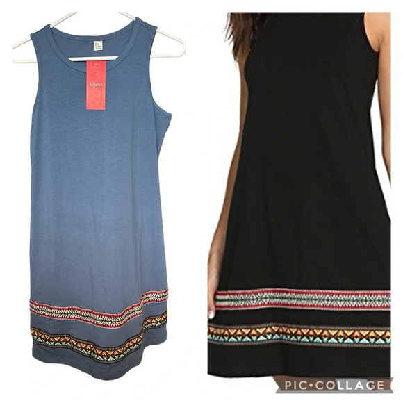 ROMWE Women’s Sleeveless Medium Boho Tank Light Blue Summer Dress BNWT - Picture 4 of 7